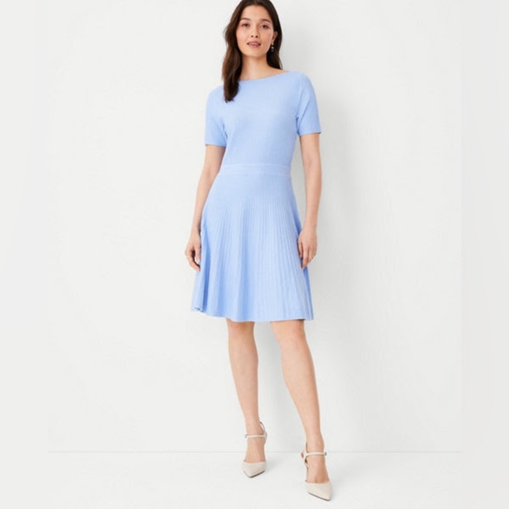 NWT: Ann Taylor - Petite Ribbed Flare Sweater Dress, Petite Medium